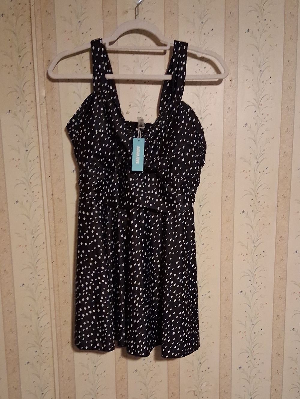 Aqua Eve Black Polka Dot Women's Sundress/top swim suit-NEW